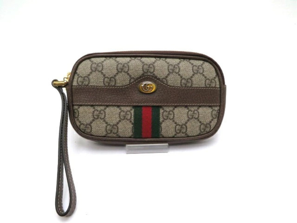 Gucci Bag Shoulder Pouch Clutch handle GG Supreme Canvas Embossed